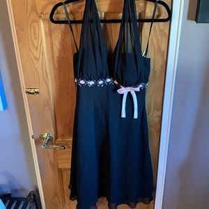 Black halter top dress